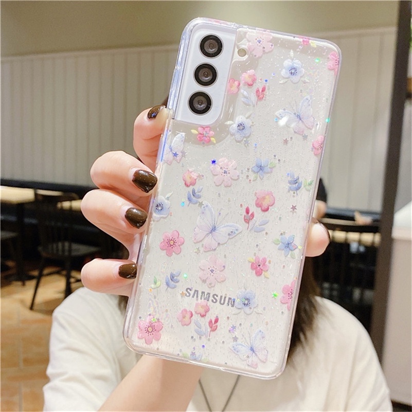 Soft Case Tpu Transparan Motif Print Bunga Compatible for Iphone 13 12 Pro Max 12 11 Pro Max X Xr Xs Se 2020 Max 8 7 Plus 13 Mini Flower Printing Series Full Picture Phone Case Transparent TPU Soft Silicone Protective Cover