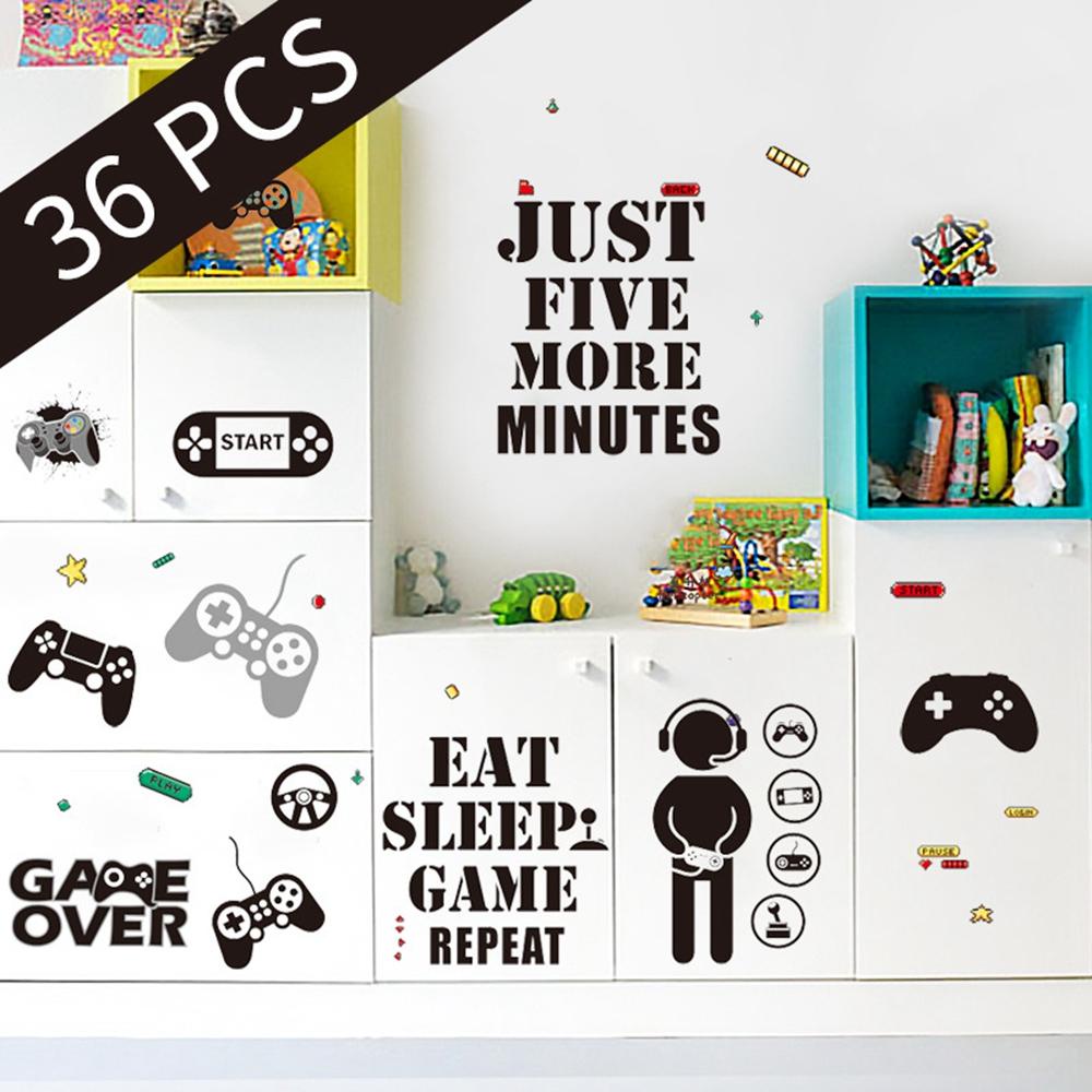 【 ELEGANT 】 Gamer Wall Sticker Party Removable for Bedroom Video Children Game Room Gaming Controller Playroom Decor