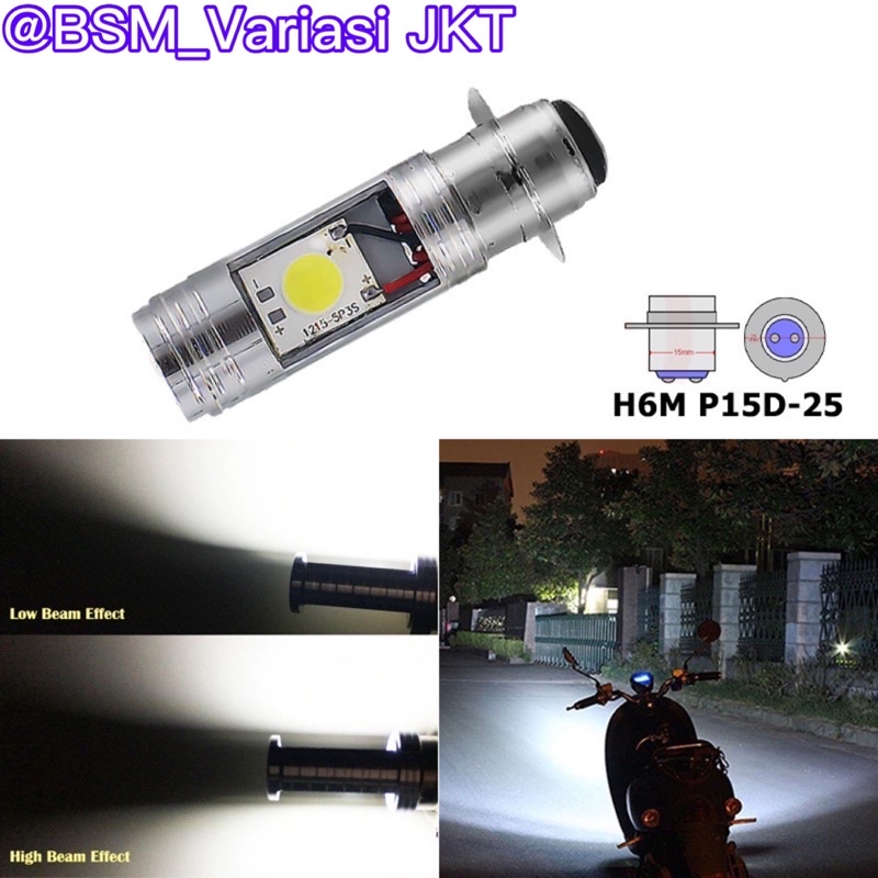 TERMURAH COD Lampu Depan 2Led Motor Bebek dan Matic Soket H6 Led 2 Sisi  PnP - Putih H6- ac dc