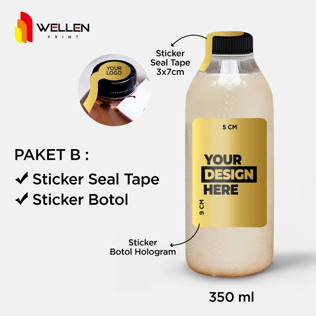 Jual Wellen Print Cetak Sticker Label Botol Gold Custom Print Stiker Kemasan Botol Minuman 1566