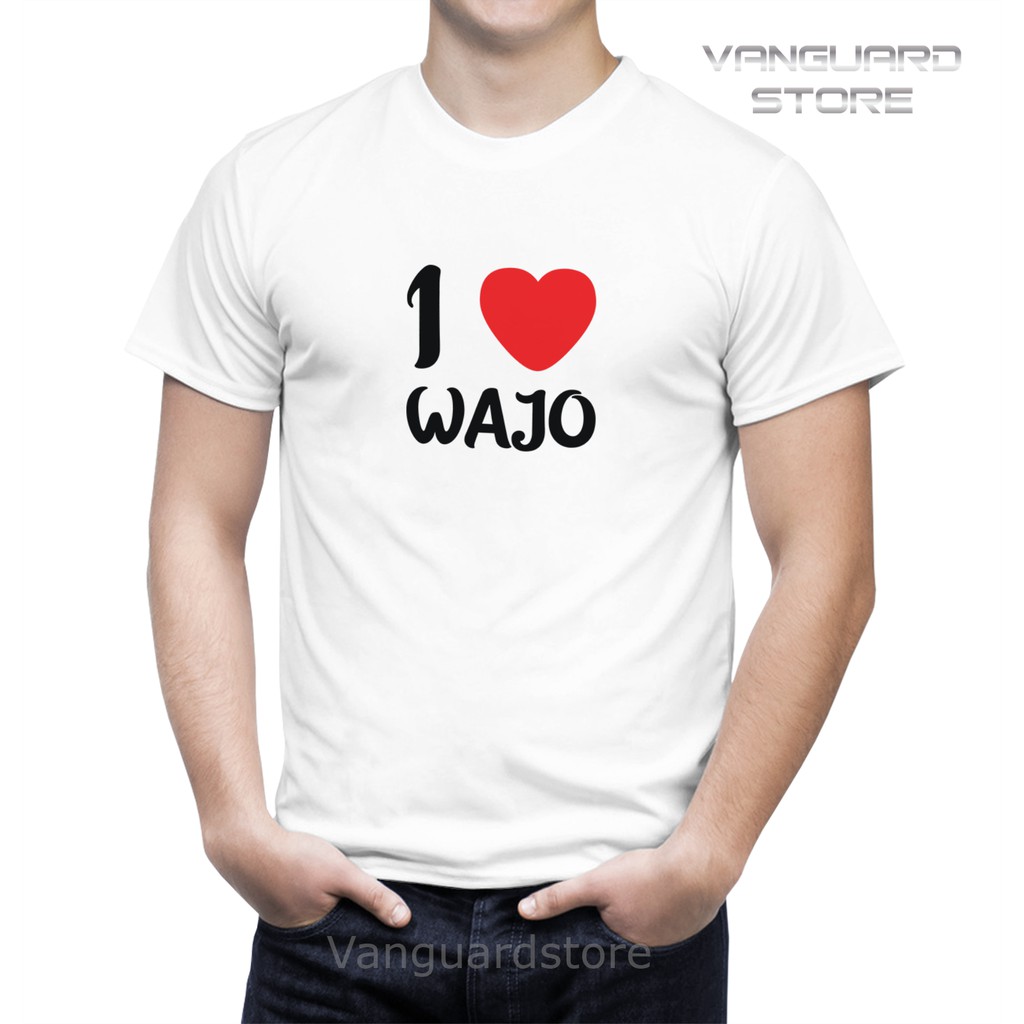 KAOS I LOVE WAJO COMBED 20S COWOK WANITA PRIA COWO UKURAN BAYI - DEWASA JUMBO BIG SIZE 0 - 4XL