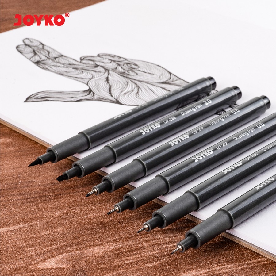 

DRAWING PEN JOYKO DP-298S | ISI 6 MACAM UKURAN | PENA GAMBAR | WATERPROOF PIGMENT INK