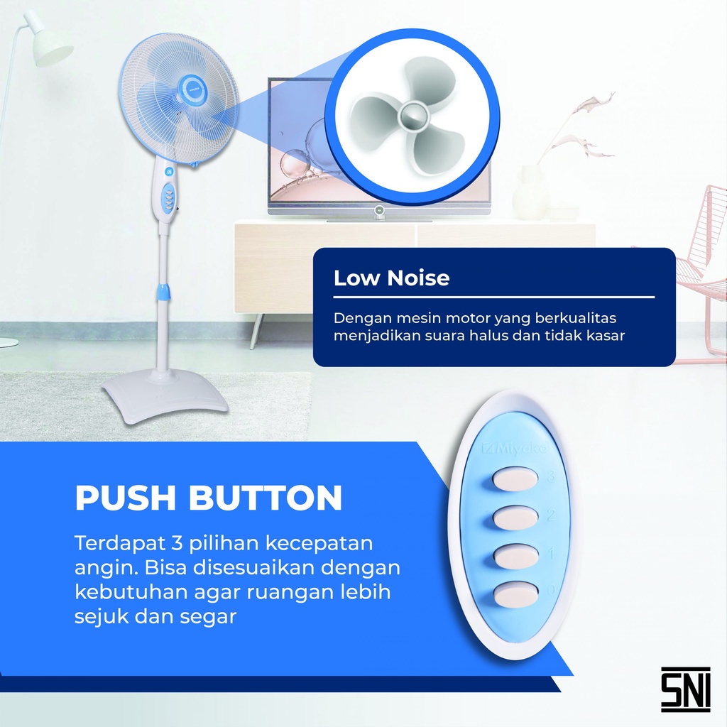 Stand fan/ Kipas Angin Berdiri Miyako 1618KB 16 Inch Kaki Kotak Garansi Resmi