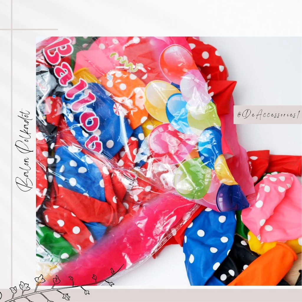 (ISI 100 pcs ) Balon / Balon Polkadot / Balon Isi 100 / Balon Polkadot isi 100 / Balon Hello kitty / Balon Karakter