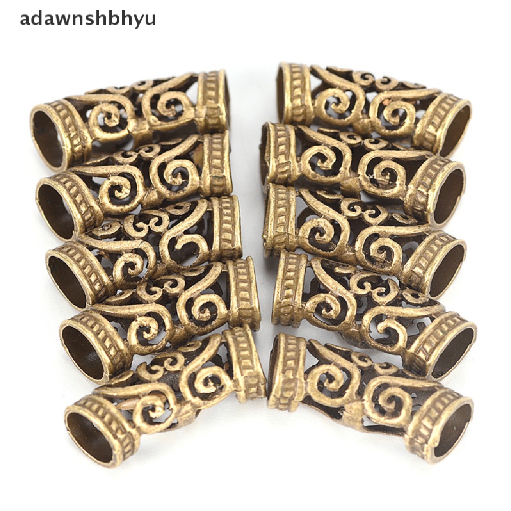 10 PCS Cincin Cuff Manik-Manik Rambut Gimbal Bahan Logam Warna Silver