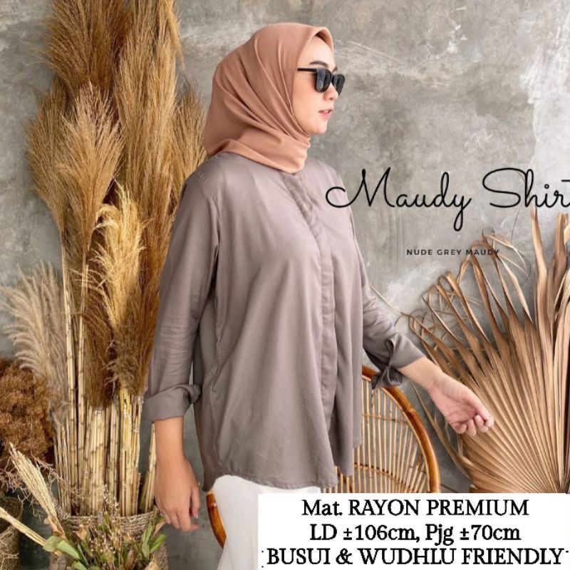 Kemeja Maudy Tunik Polos Bahan Shakila