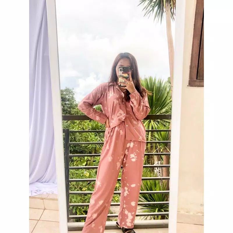 setelan tie dye lengan panjang ( tie dye set ) / piyama / pajamas tie dye