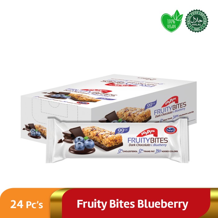 

POPPINS FRUITY BITES BLUEBERRY 24PCS BAR / COKLAT HALAL VEGAN
