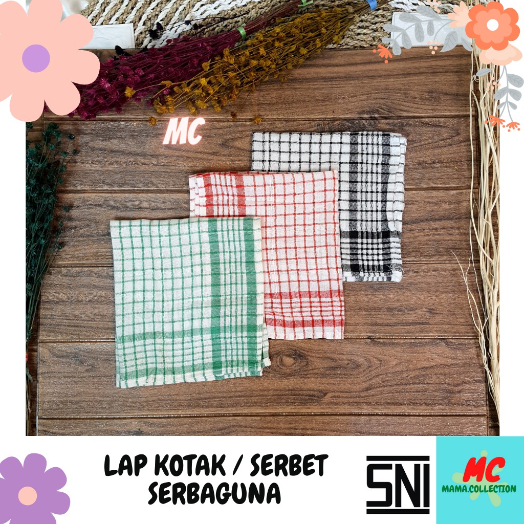 6 Pcs Kain Lap Serbet Dapur Kotak Lap Cuci Tangan Lap Meja Makan Tebal Jumbo Daya Serap Tinggi
