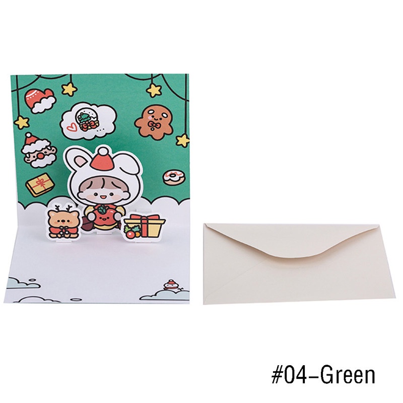 TK Happy New Year Greeting Card Merry Christmas Cards with Envelope Kids Mini Postcard Gift Card Xmas Party