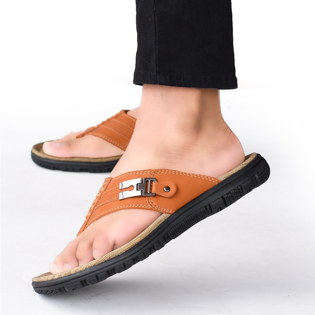 L-TRACK Sandal pria model selop size 39-43 bahan sol pvc non slip upper kulit sintetis