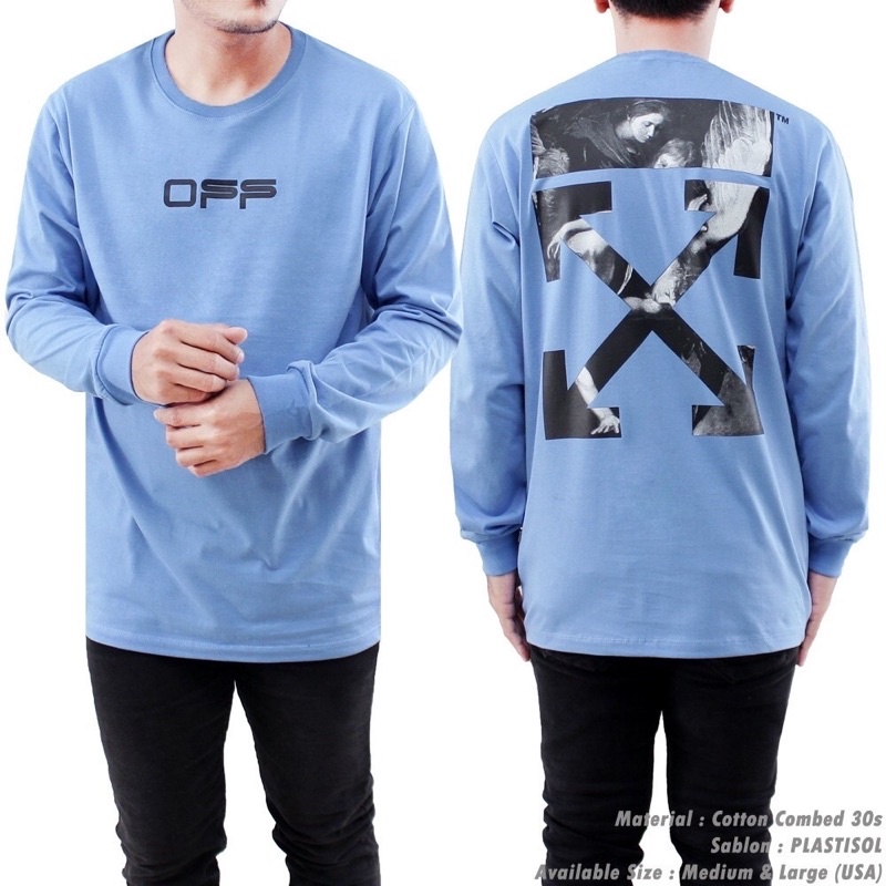 OFF WHITE BAJU KAOS T SHIRT TSHIRT PAKAIAN ATASAN KAOS PRIA WANITA LENGAN PANJANG LONGSLEEVE DISTRO 
