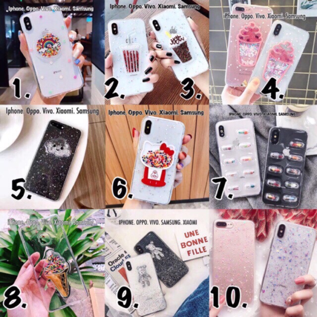 Glitter Case IPHONE OPPO VIVO XIAOMI SAMSUNG A7 A9 2018 Y91 Y95  S10 S10+ Redmi 5a 6a 4x V15 Y93 F11