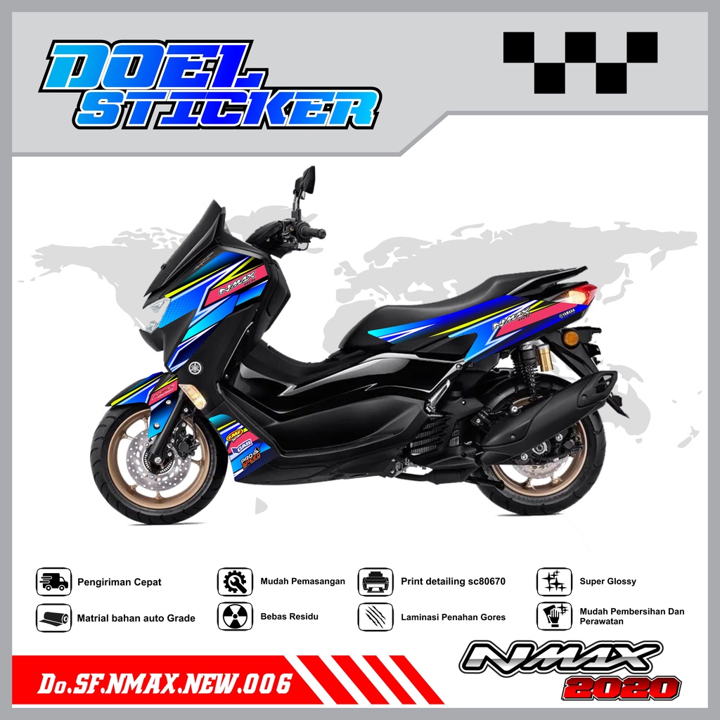 STICKER STRIPING NMAX NEW 2020 - STICKER STRIPING LIST VARIASI HOLOGRAM , CROME YAMAHA NMAX NEW 2020 DOEL 006