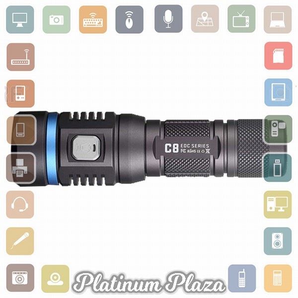 JETBeam C8 Pro Tactical Senter LED Cree SST-40 N4 BC 1200 Lumens - Black`HMRC6N-