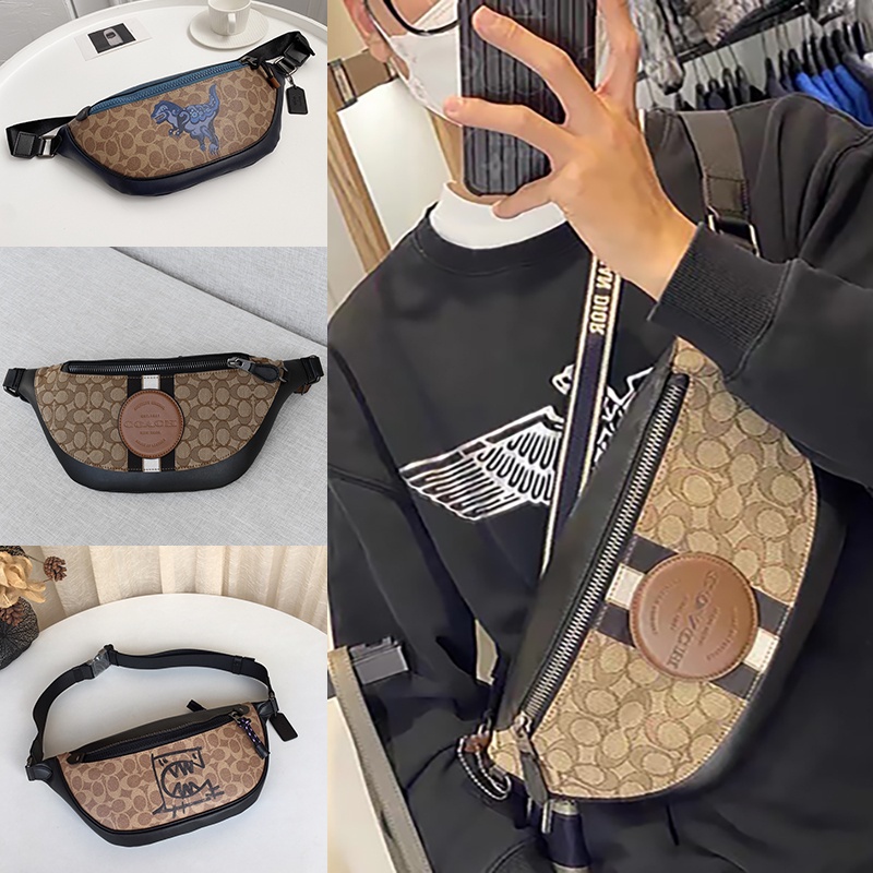 COACH tas ikat pinggang pria asli baru / tas ikat pinggang kulit pria / tas messenger anak laki-laki
