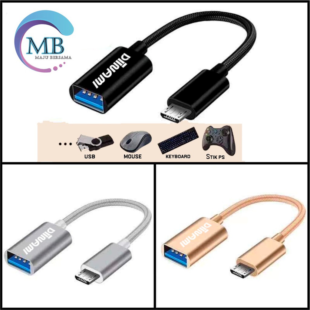 BM074 Kabel otg DIINAMI micro dan tipe c usb fast translit data anti lelet bahan metal usb 3.0 MB2032