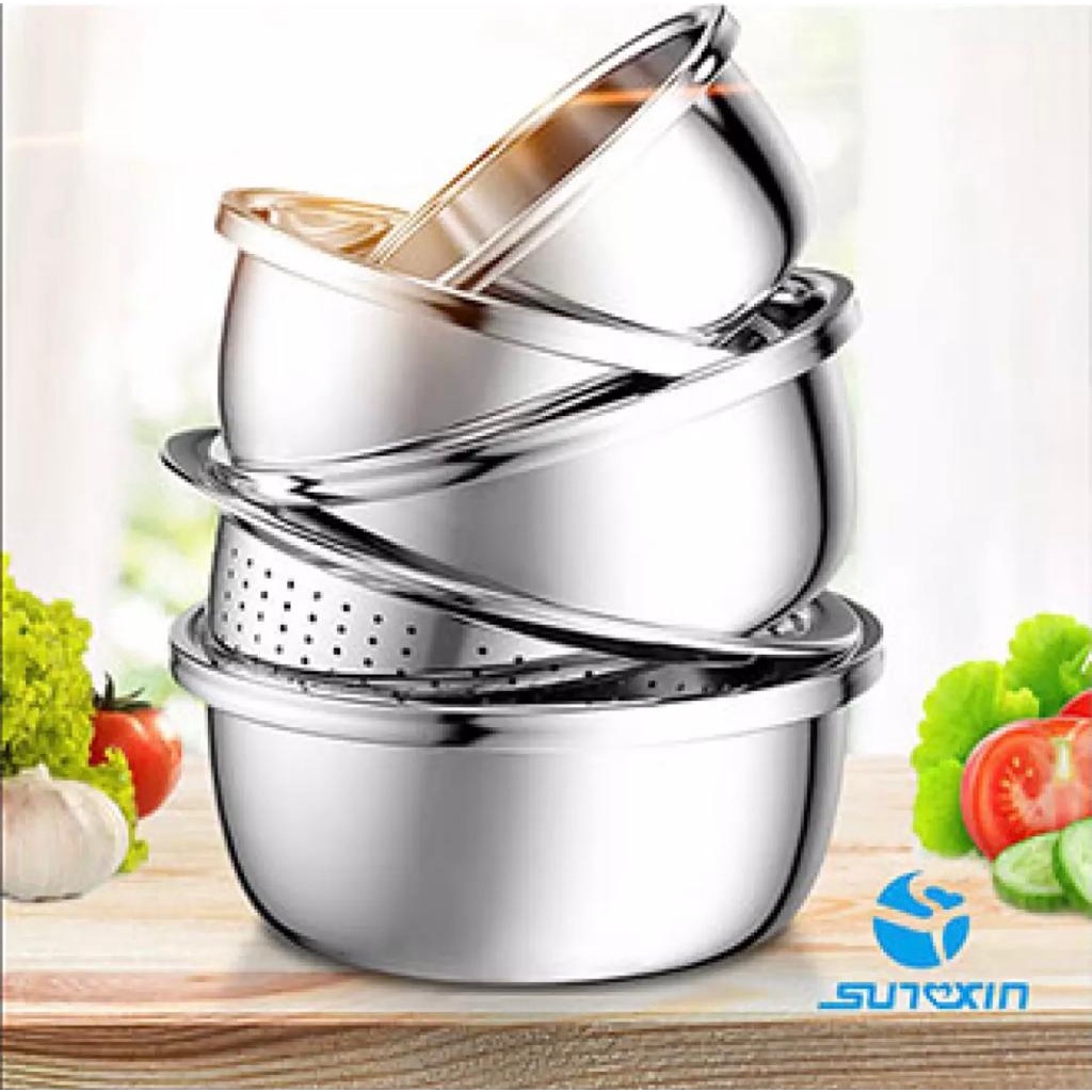 Sunxin - Baskom Mangkuk Dapur 1 Set Isi 5Pcs Stainless Steel Washing