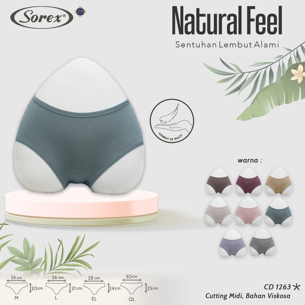 1 Celana Dalam Wanita SOREX 1263 - CD Cutting MIDI - Underwear NATURAL FEEL - FINE VISCOSA - Pakaian Dalam Wanita