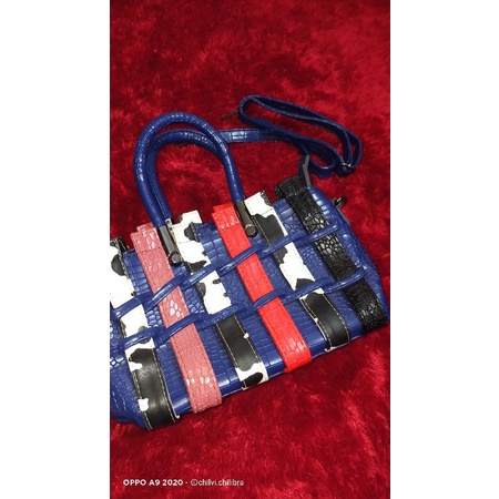 PRELOVED TAS BATAM NAVY MOTIF CROCODILE GOOD QUALITY JUAL MURAH