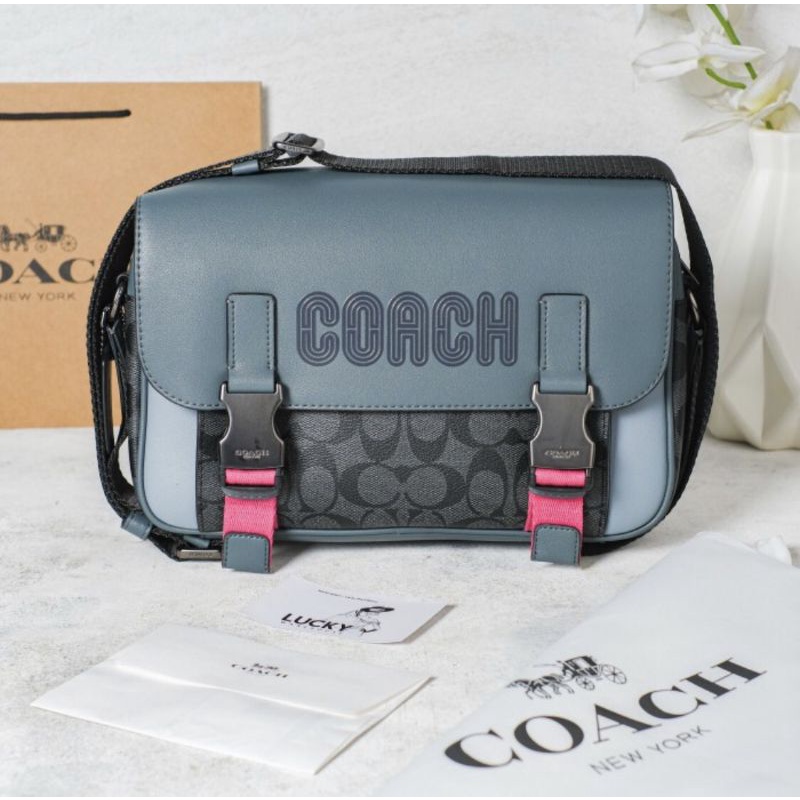 Coach Track Crossbody In Colorblock Signature Color - ORIGINAL 100%