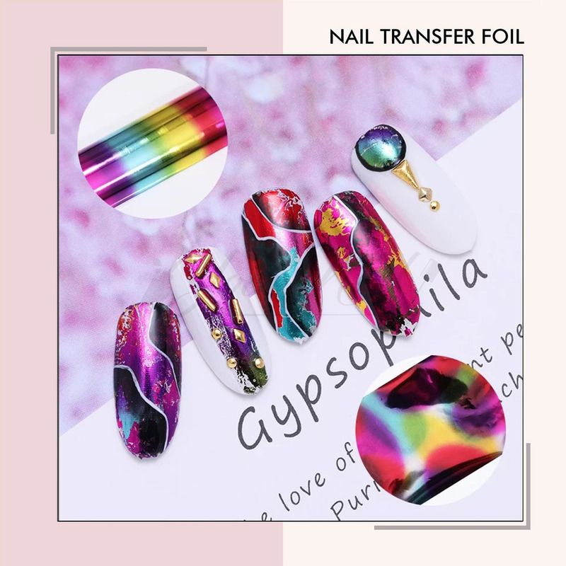 Transfer foil sticker roll nail art stiker nailfoil hiasan kuku nails