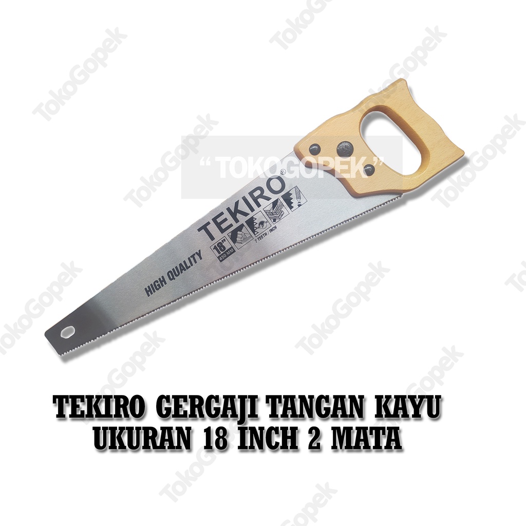 TEKIRO GERGAJI KAYU 2 MATA 18&quot; / 20&quot; INCH GAGANG KAYU