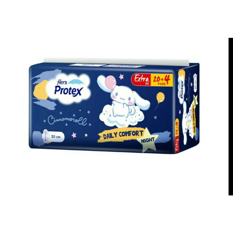 Hers Protex Cinnamoroll Pembalut Wing Daily Comfort Night 20 + 4 pcs