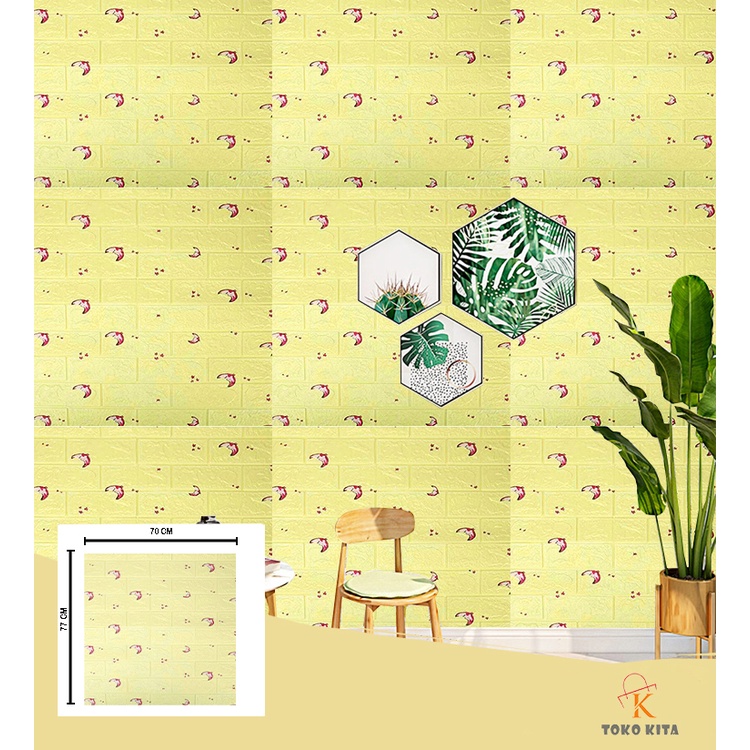 Wallpaper 3D Foam Motif Batu Bata Mural / Corak , Polos, Anak 70X77 Wall Sticker Interior Tebal 3mm-Moon & Stars 0423