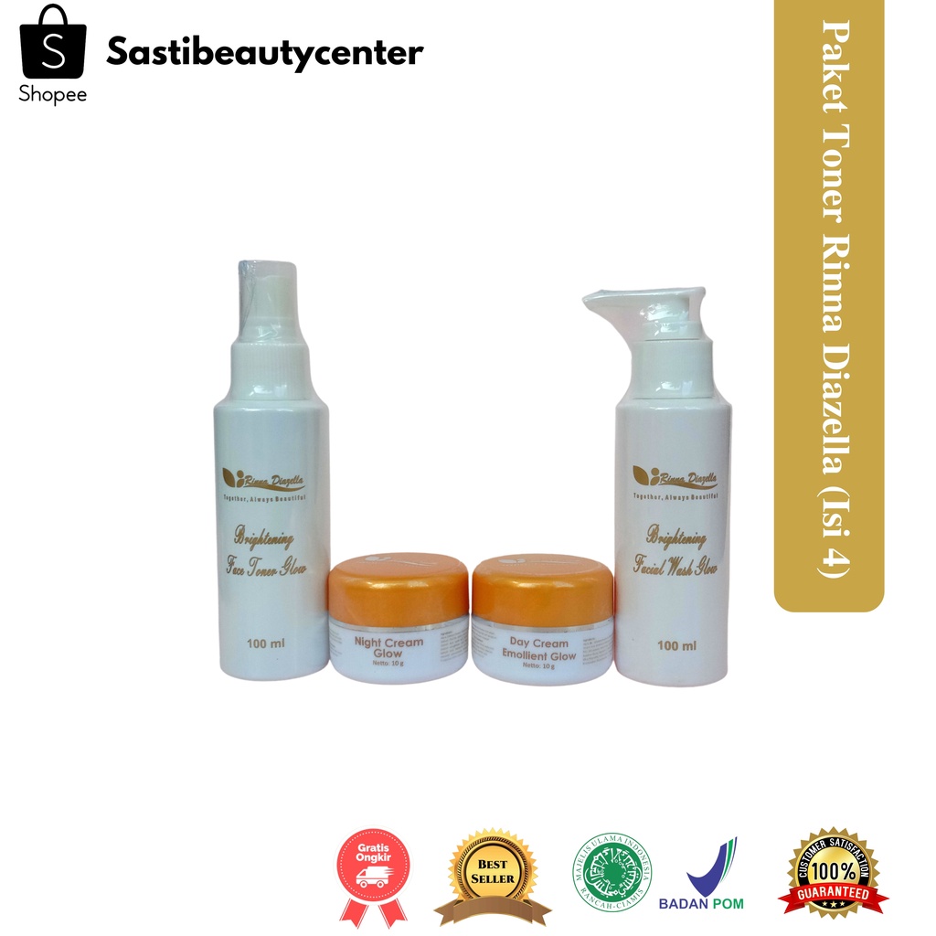 Paket Toner isi 4 Rinna Diazella / Rinna Diazella skincare / Rd rinna diazella / paket basic Rinna D