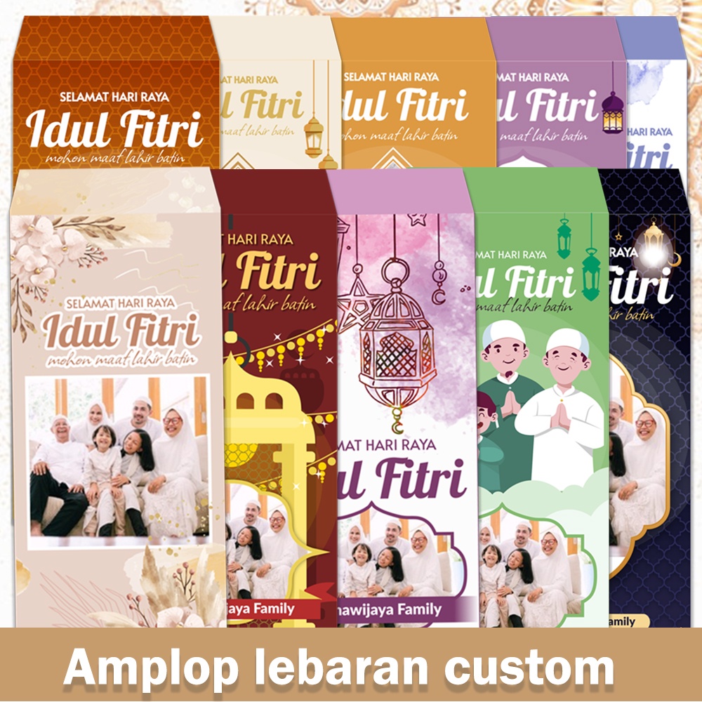 amplop lebaran custom pakai foto keluarga dll