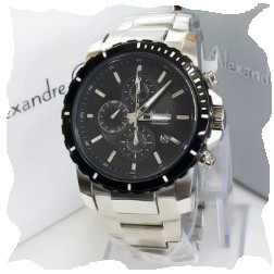 Jam AC 6141 MC ALEXANDRE CHRISTIE ORIGINAL Pria Black Silver