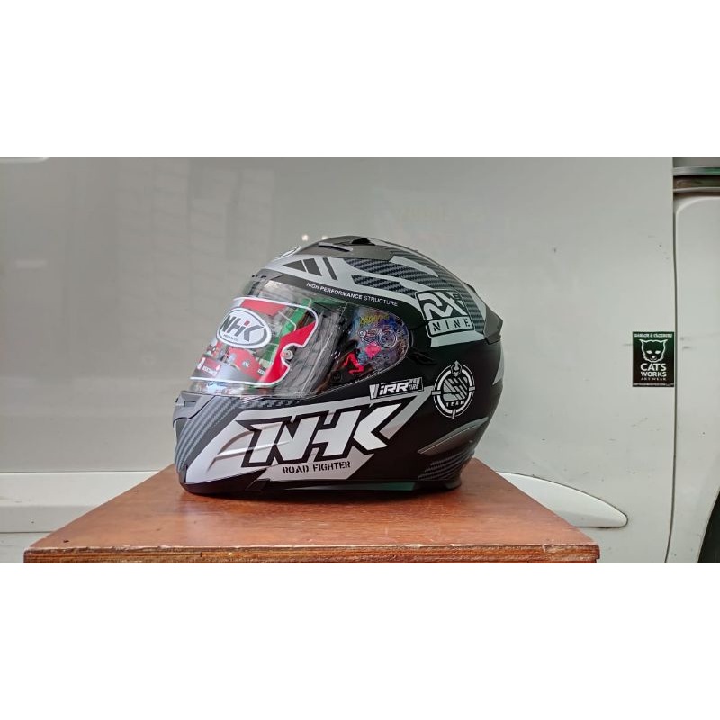 NHK RX9 RACER BLACK SILVER DOFF ORIGINAL -HELM RX9 RACER PAKET GANTENG BLACK DOFF/SILVER