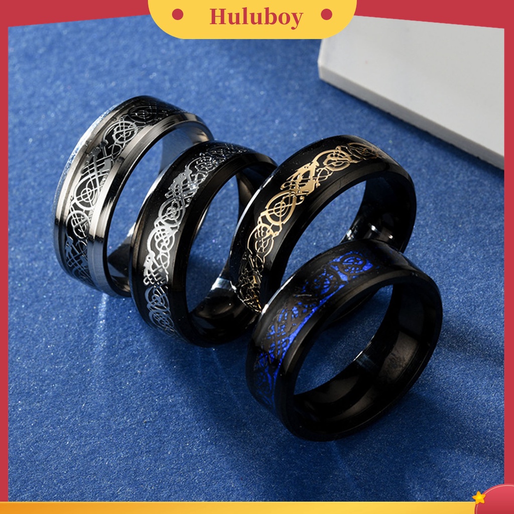 Huluboy Cincin Luminous Motif Naga Untuk Pria