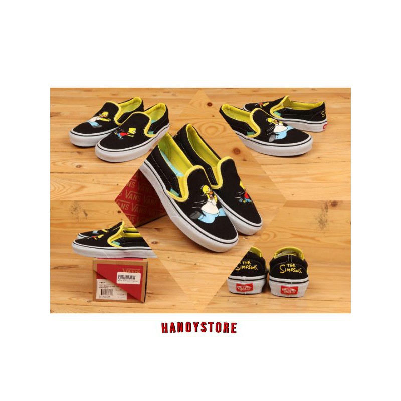 Vans Slip On Simpsons Homer Bart Black White