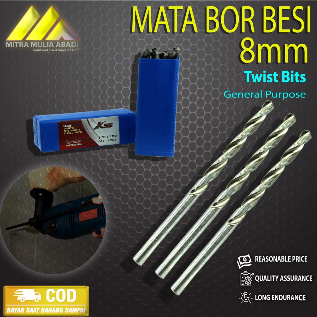 MATA BOR BESI 8mm SILVER TWIST DRILL BITS