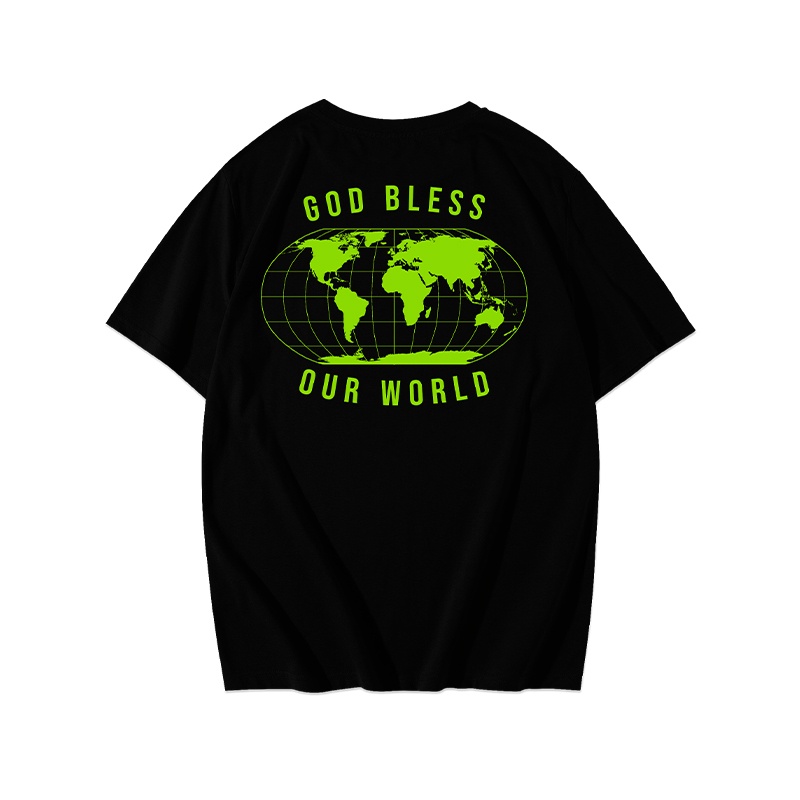 Ilomeansjoy Tshirt God Bless Our World - Black