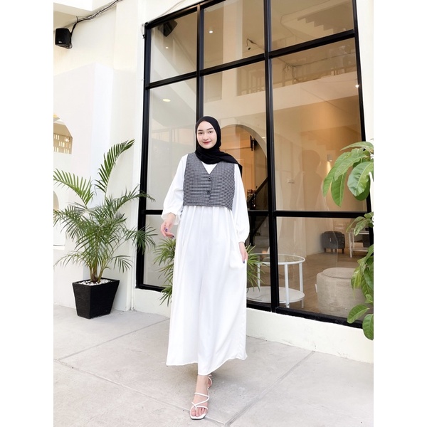 NEW AMY MAXI - Dress Vest (bisa lepas pasang) Ld 104 Pjg 132-White new