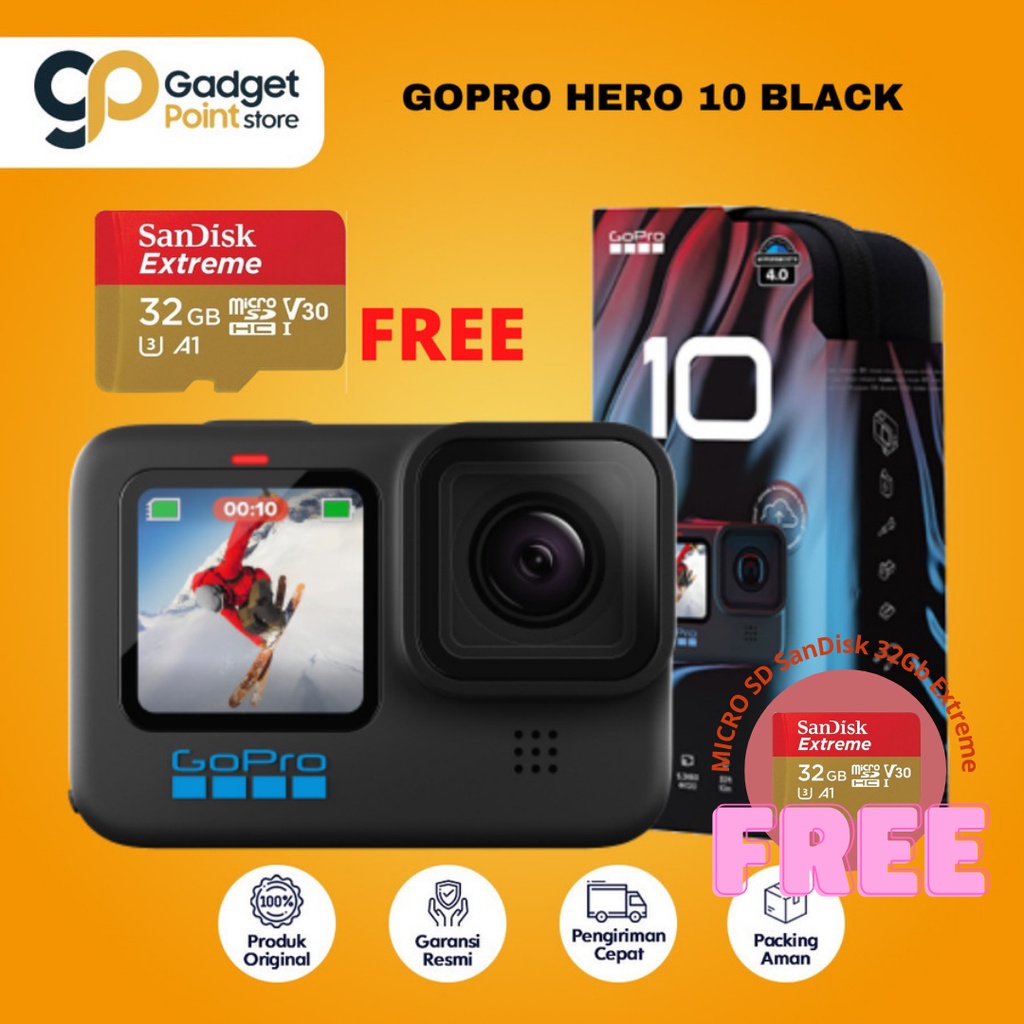 GoPro Hero 10 Black Action Camera Go Pro 10 Hero 10 - Original Garansi TAM 1 Tahun