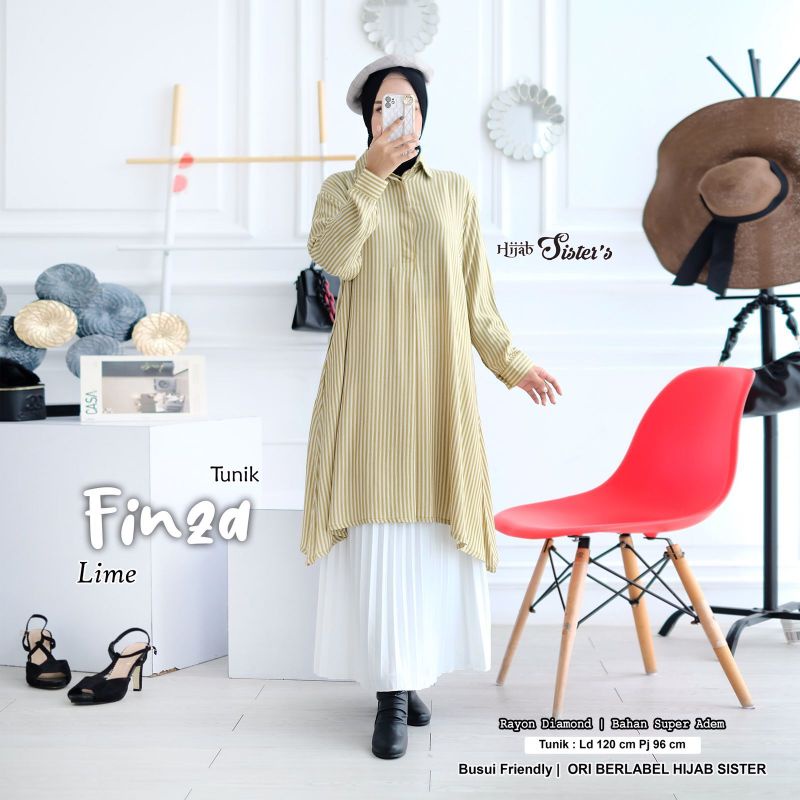 Tunik  Rayon Jumbo motif Garis original Hijab sister seri Finza Tunik