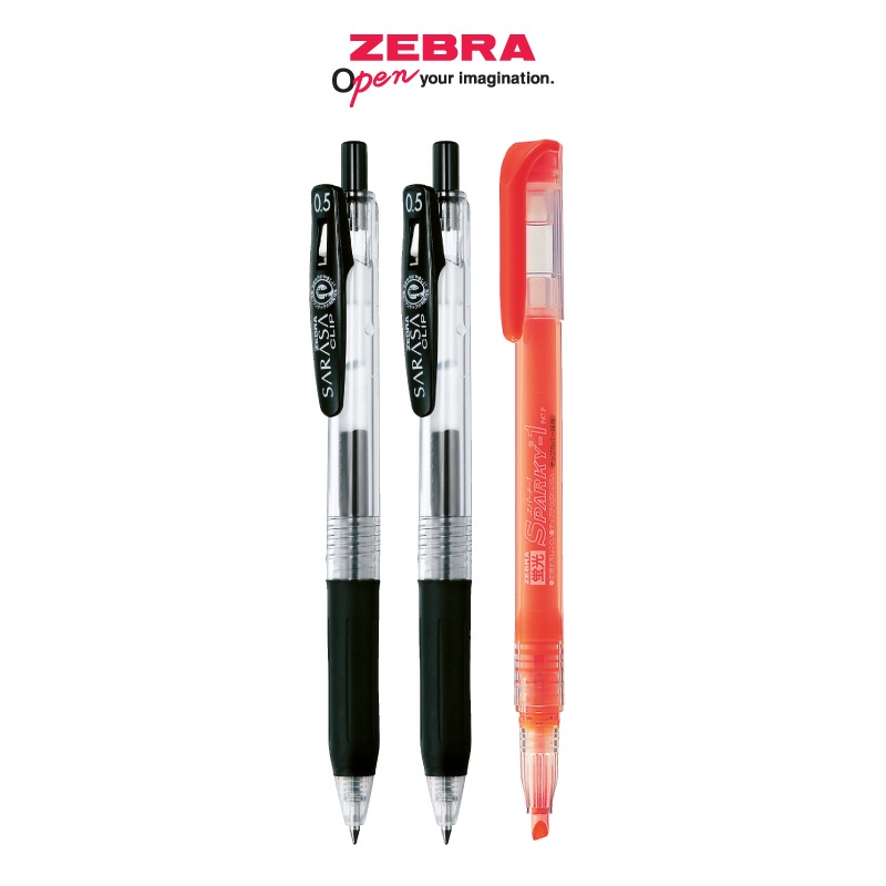 

Asaba Bandung - Zebra Sarsa Clip 0.5 mm / Pulpen Sarasa Free Highlighter Sparky / Paket Pandai 2