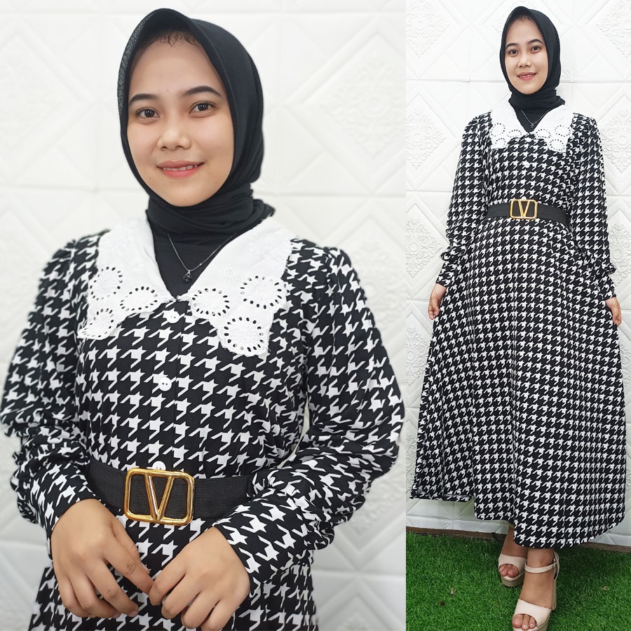 NARIA HOUNDSTOOTH EXTU GAMIS HERLIN GL FASHION