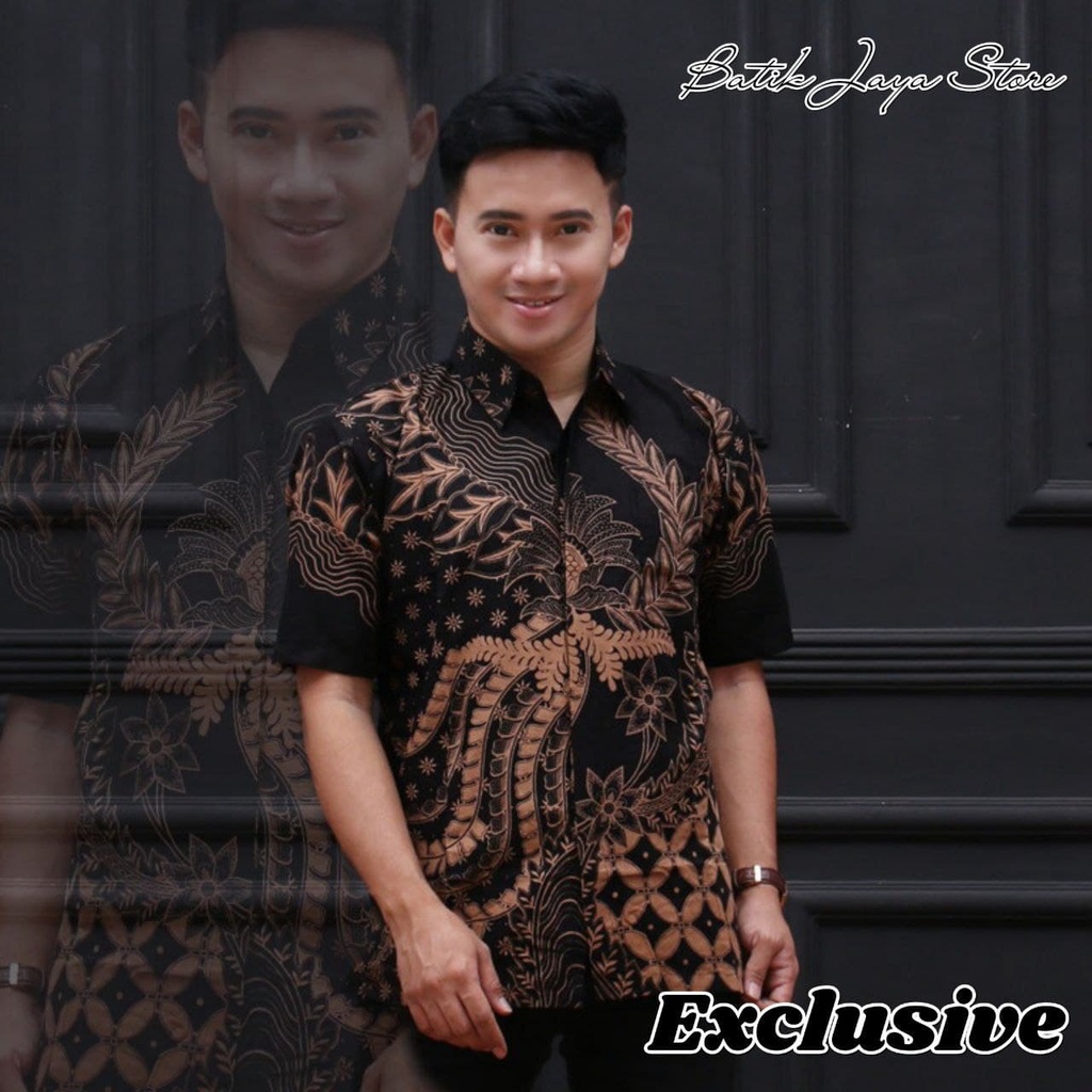Terlaris Batik HRB026 Kenongo Hem Kemeja Batik Pria Lengan Pendek  Katun Primis Halus M L XL