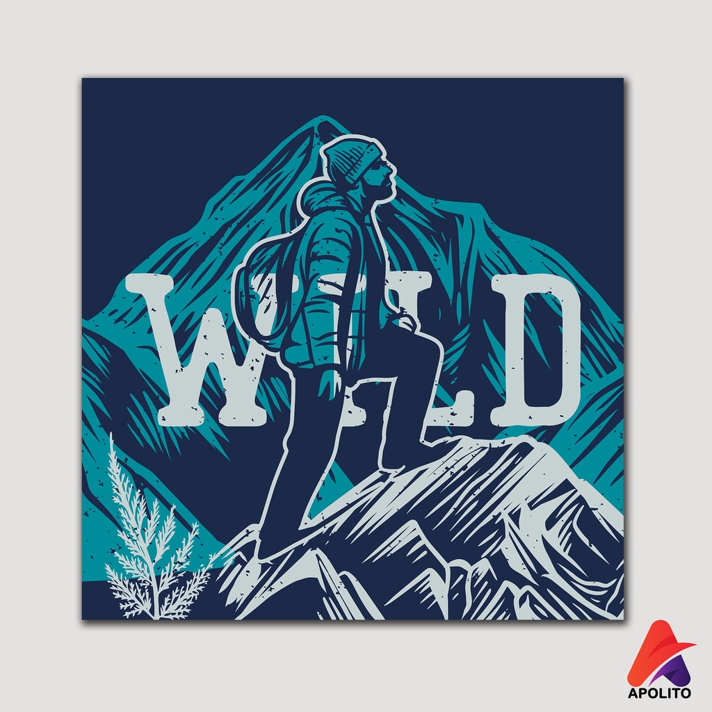 HIASAN DINDING ADVENTURE PENDAKI (30X30) WALLDECOR PAJANGAN POSTER HIASAN KAMAR DEKORASI KAYU