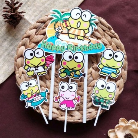 1 set topper toper hiasan tusukan kue cake nasi tumpeng ulang tahun happy birthday karakter kero ker