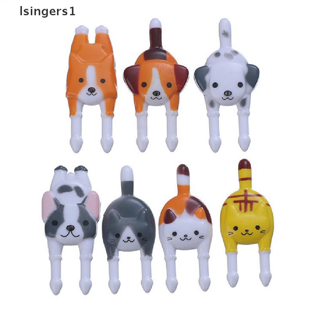 (lsingers1) 7pcs / Set Garpu Buah / Bento Mini Motif Kartun Hewan Untuk Dekorasi Pesta