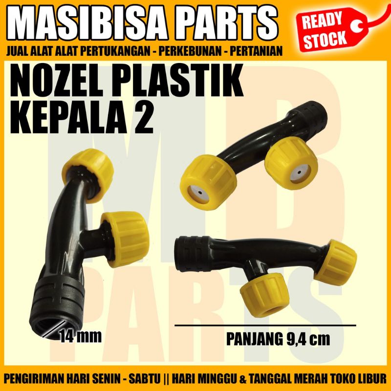 NOZZLE PLASTIK KEPALA 2 / 2 LUBANG / TITIK / MATA SPRAYER ELEKTRIK