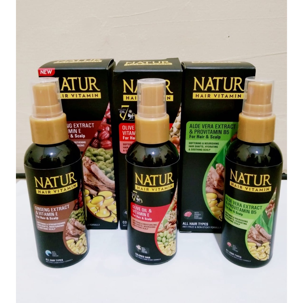 NATUR Hair Vitamin 50ml | Vitamin Rambut| | Olive Oil | Aloe Vera | Gingseng