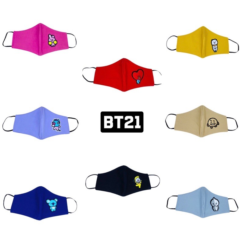 masker kain katun oxford bordir embroidery masker bt21 bts