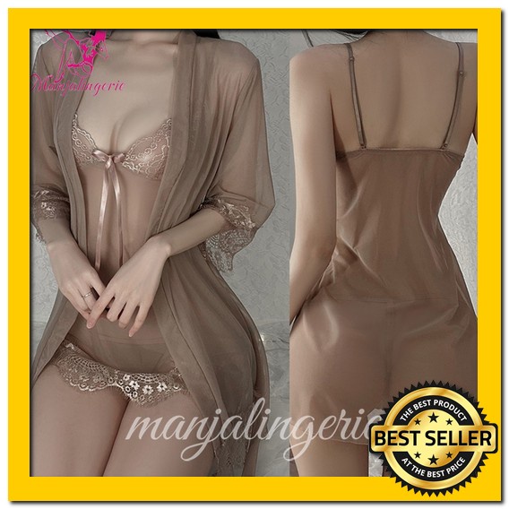 Lingerie Sexy Lingerie Seamless Body Stoking Sexy Model Jaring Besar Tali Lengan Lg187(G4Q3) Piyama 